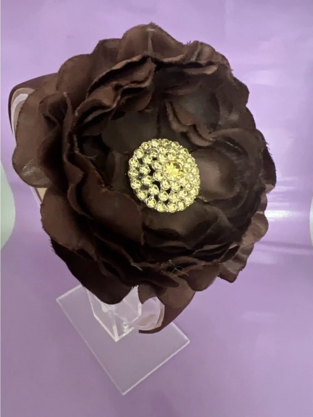 Brown Floral Crystal Accent Headband - Women Accessories - Picture 3 of 5